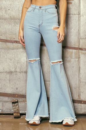 All Day Long High Waisted Distressed Flare Jeans (DS) FG VM
