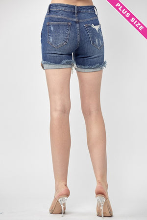 Mad About You Distressed Mid Thigh Black Denim Shorts