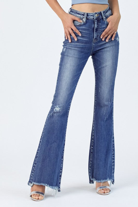 Throw Me A Curve High Rise Vintage Washed Flare Denim