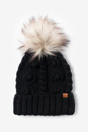 "Ole Pom for the Course" Furry Pom Chunky Knit Beanie Hat