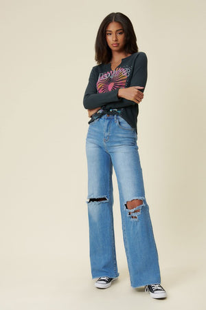 Distressed Wide Fit Jeans