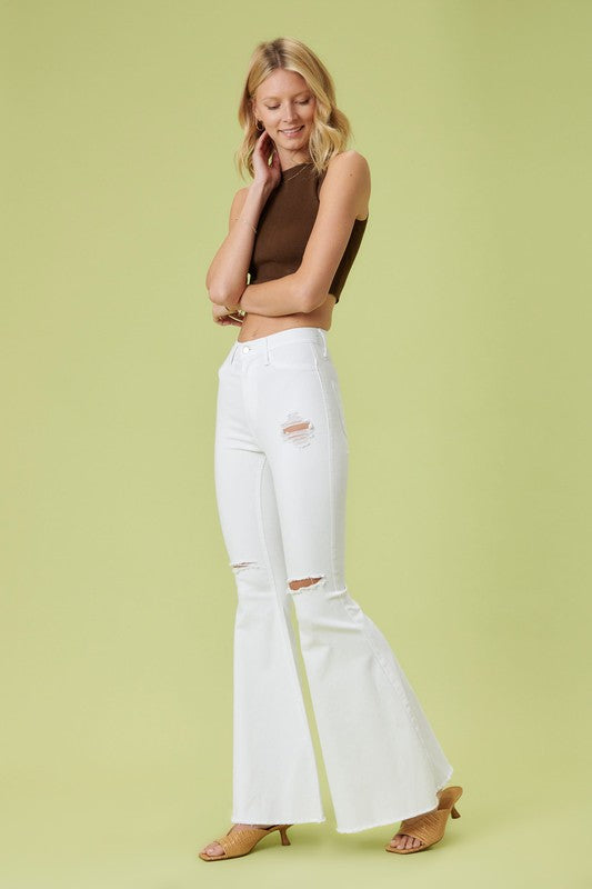 White Out High Rise White Flare Jeans (DS) FG VM - Lil Bee's Bohemian