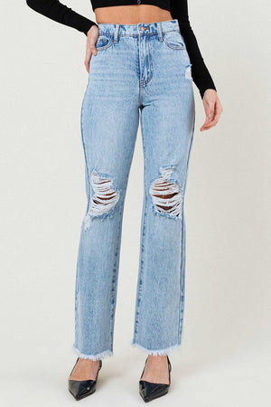 Straight Up Now Tell Me Distressed Wide Leg Jeans (DS) FG
