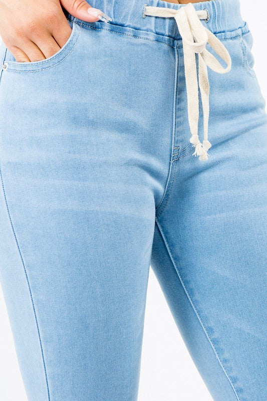 【KOOLOSET】Shinny Balloon Banded Denim Denim Chain Balloon Pants [2color] - DOZ | 60% - Asian