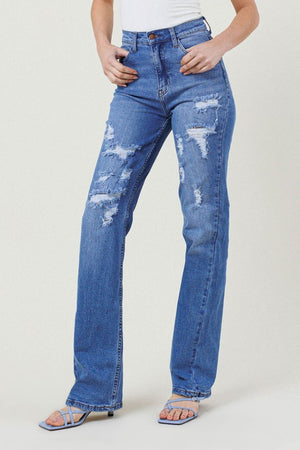 Downtown High Rise Distressed Straight Leg Jeans (DS) FG VM
