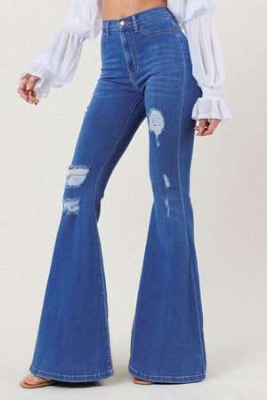 Steppin' Out High Rise Distressed Flare Jeans (DS) FG VM