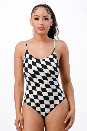 Checkmate Checker Board Print Bodysuit