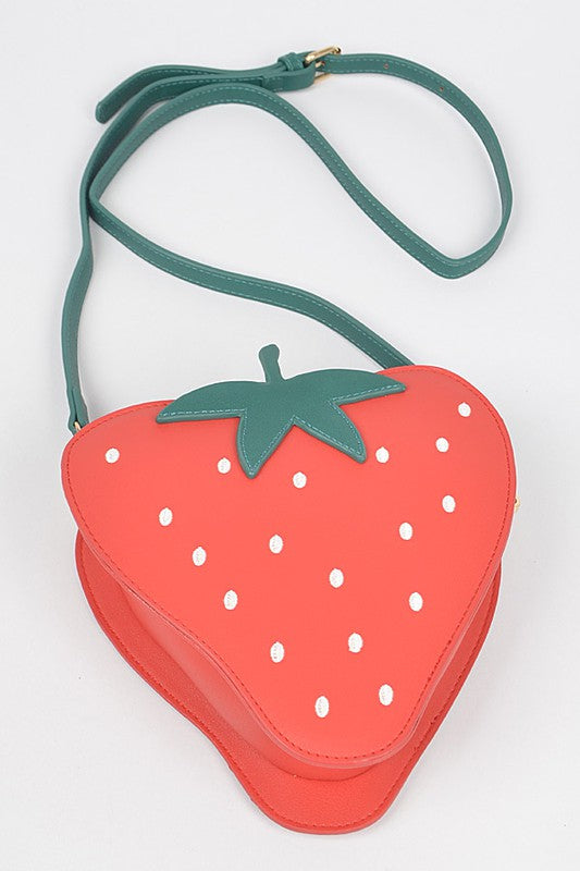 Strawberry Picking Strawberry Shaped Crossbody Purse