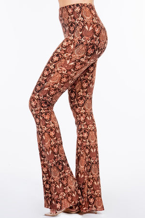 Hitchin' A Ride Baroque Print Flare Bell Bottom Pants