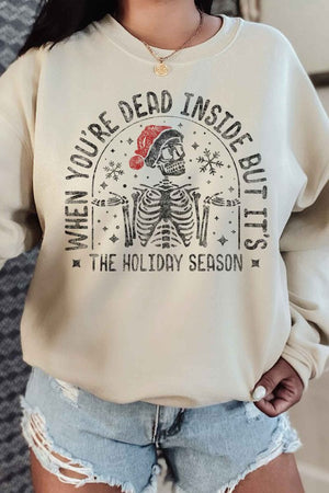 Dead Inside Christmas Skeleton Graphic Sweatshirt (DS) FG