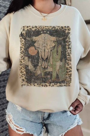 CURVY Desert Cattle Graphic Sweatshirt (DS) FG