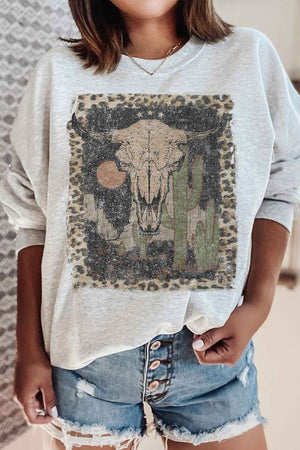 CURVY Desert Cattle Graphic Sweatshirt (DS) FG
