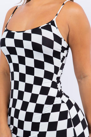 Rev Your Engine Checker Board Print Mini Dress