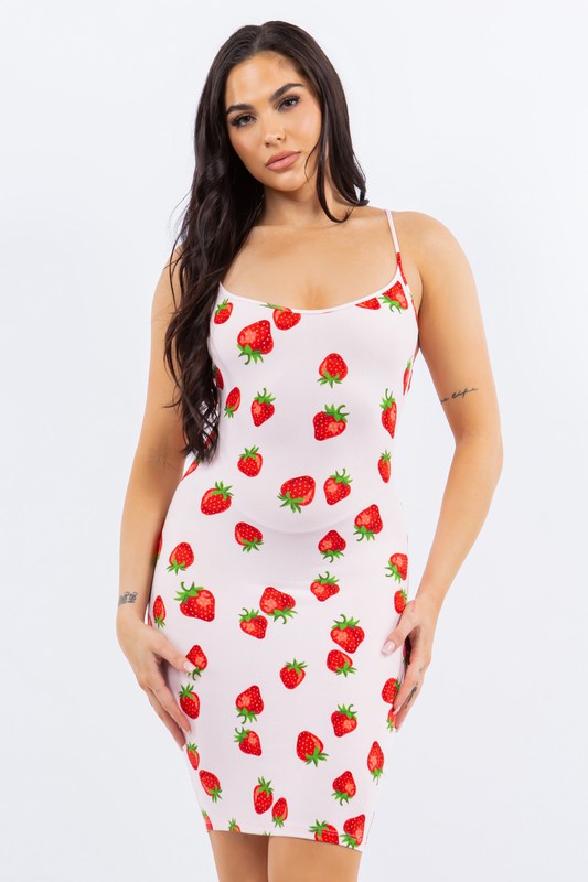 Strawberry Margarita Strawberry Print Mini Dress