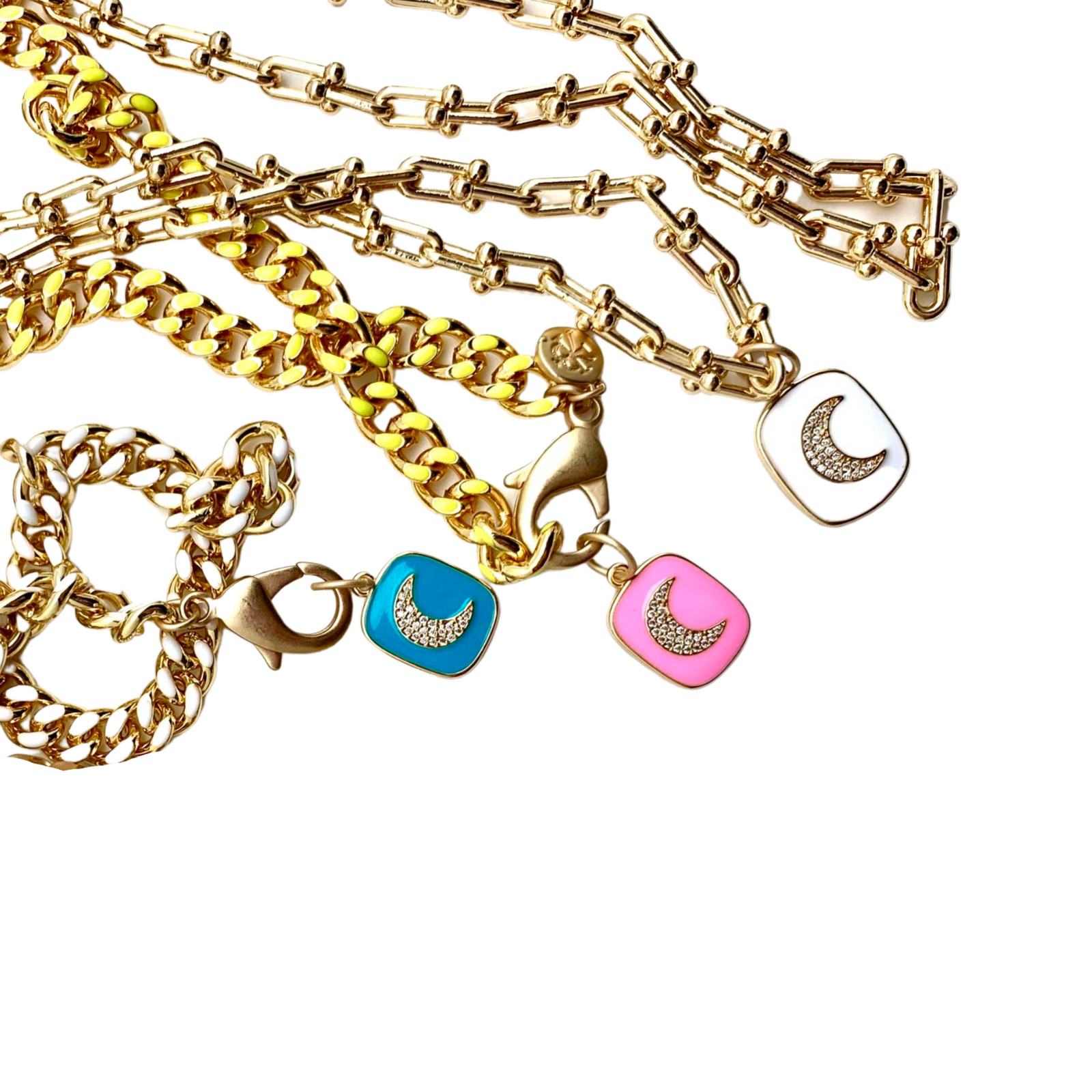 Moon Gazer Gold & Enamel Pendant/Charm