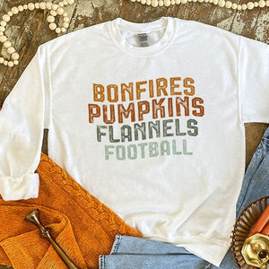 Bonfires. Pumpkins. Flannels. Football. Graphic Sweatshirt (made 2 order) LC
