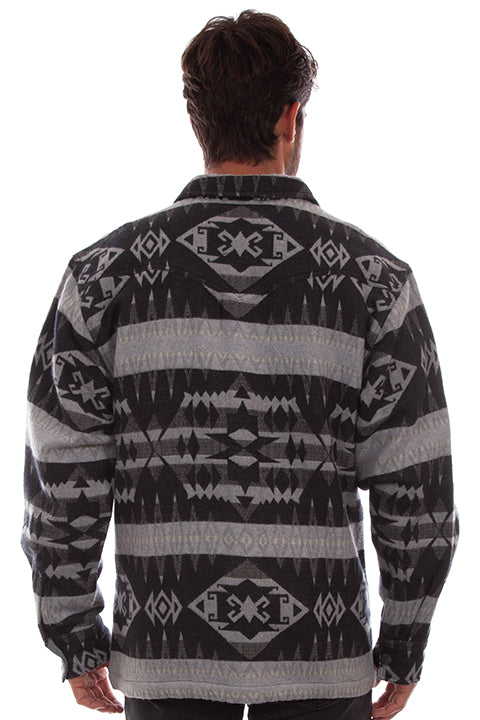 Men's Southwestern Aztec Print Button Up Jacquard Jacket ~ GREY (DS)