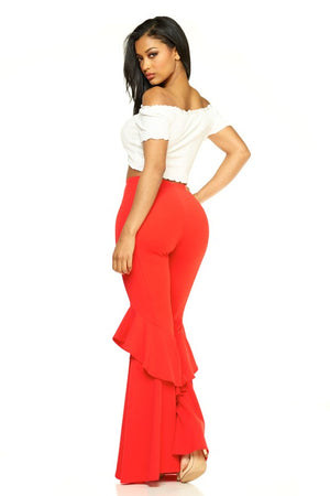 Lil Miss Round Up Red Ruffle Bell Bottoms