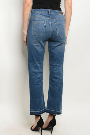 "Ole On the Fray" Distressed Frayed Hem Ankle Flare Jeans