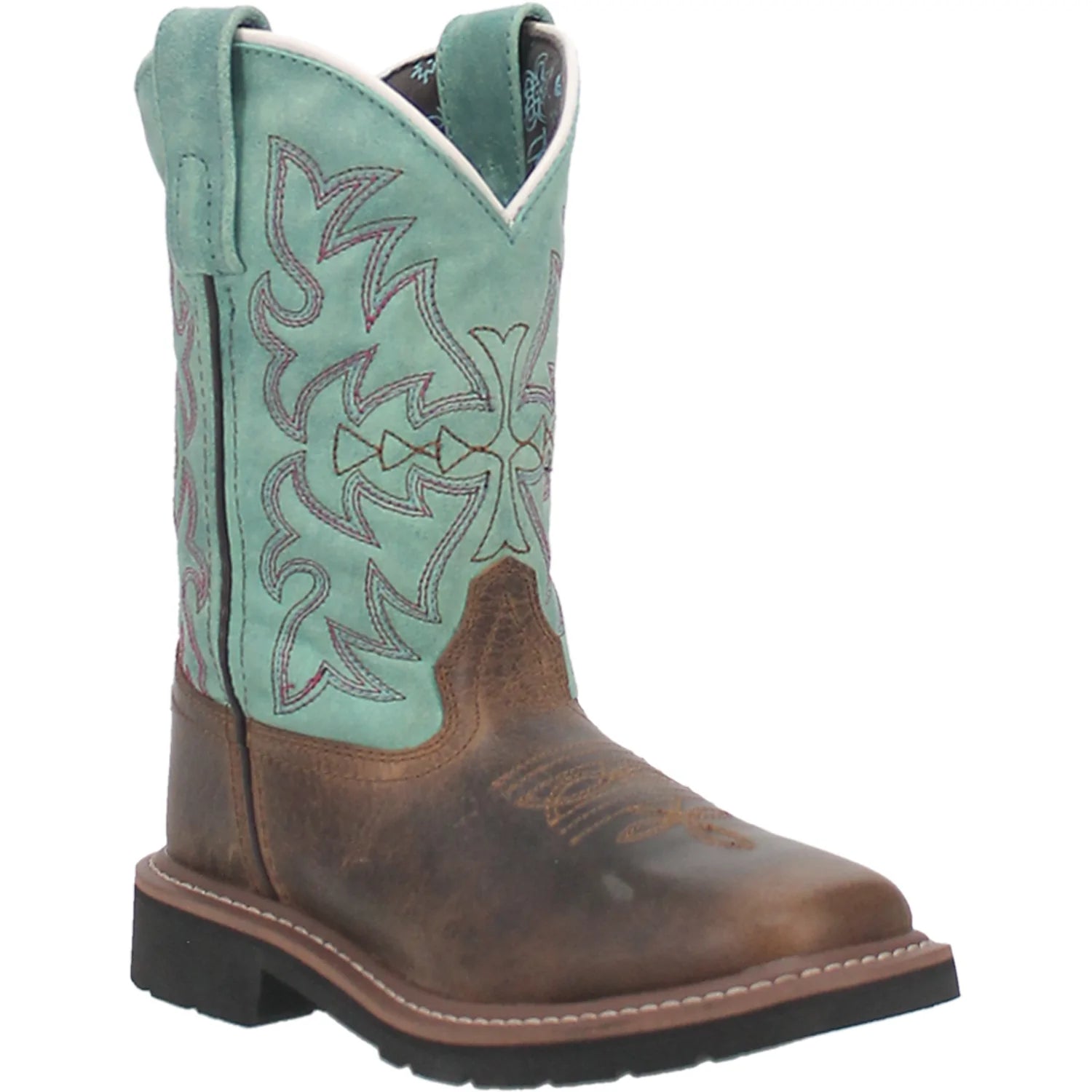 Nia Turquoise & Brown Children's Leather Boots (DS)