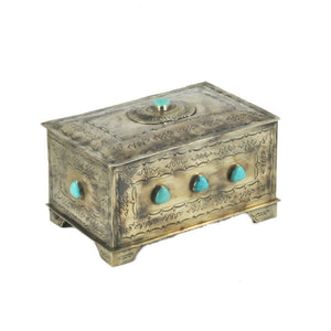 J. Alexander Rustic Stamped Silver & Turquoise 9 Stone Box Jewelry Holder ~ (made to order)