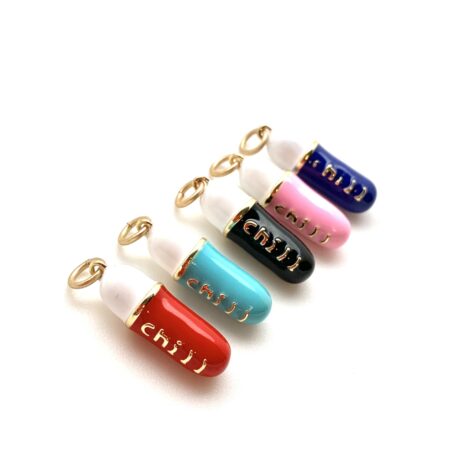 Take A Chill Pill Gold & Enamel Pendant/Charm