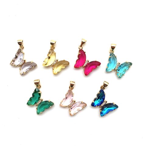 Crystal Butterfly Gold Pendant/Charm