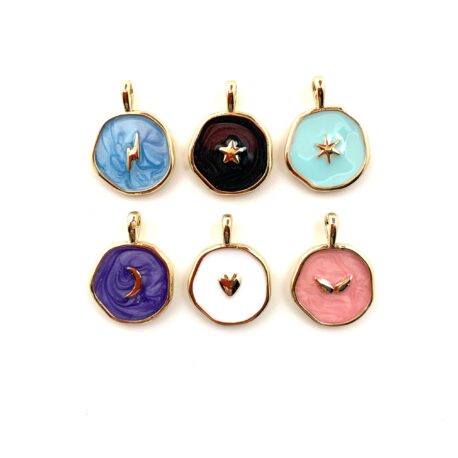 Coins Of Love Gold & Enamel Coin Pendant/Charm