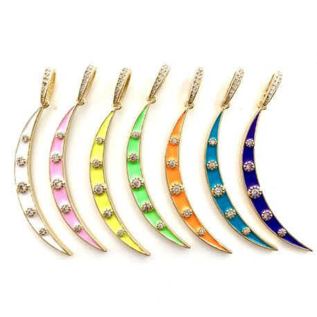 Phases Gold, Enamel & Pavé Moon Pendant/Charm