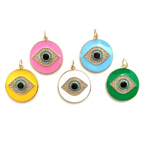 Eye See You Gold, Enamel & Pavé Evil Eye Pendant/Charm