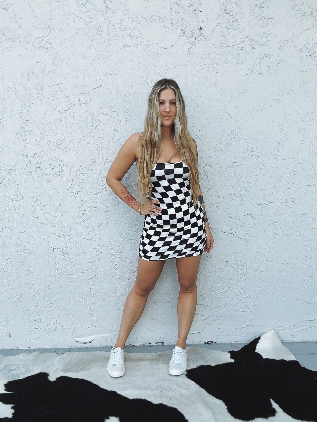 Rev Your Engine Checker Board Print Mini Dress - Lil Bee's Bohemian Rev Your Engine Checker Board Print Mini Dress - Lil Bee's Bohemian