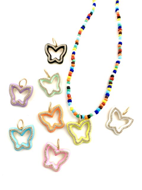 Butterfly Pavé & Enamel Pendant/Charm