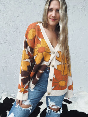 Light Up My Life Oversized Floral  Sweater Cardigan
