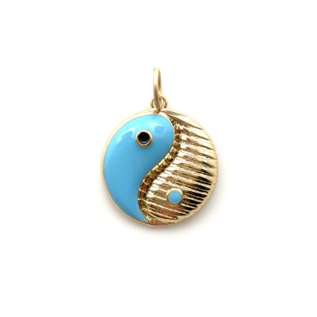 Golden Yin Yang Gold & Enamel Pendant/Charm