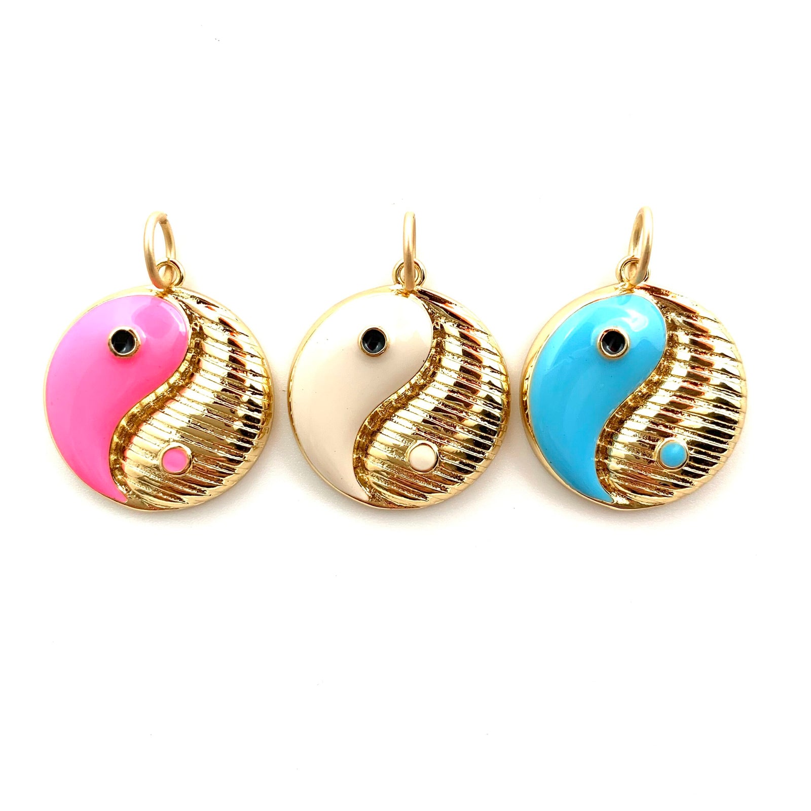 Golden Yin Yang Gold & Enamel Pendant/Charm