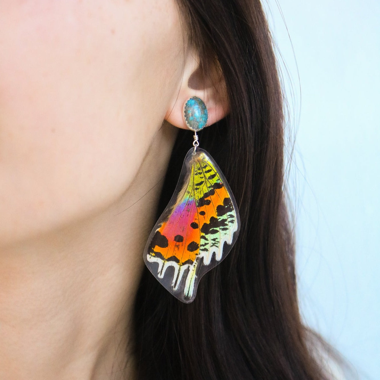 Butterfly Wings // American Turquoise + Sunset Moth Wing Earrings