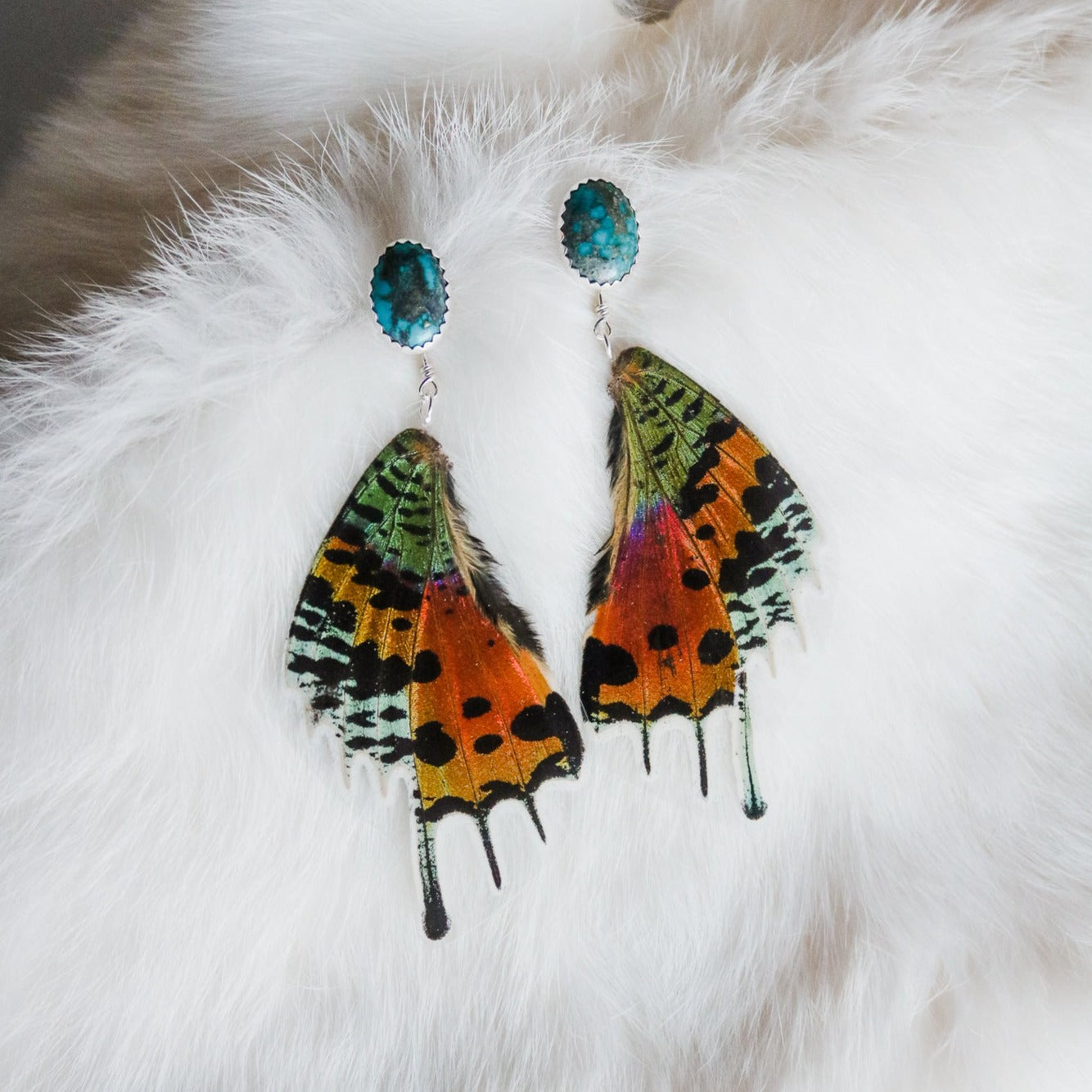 Butterfly Wings // American Turquoise + Sunset Moth Wing Earrings