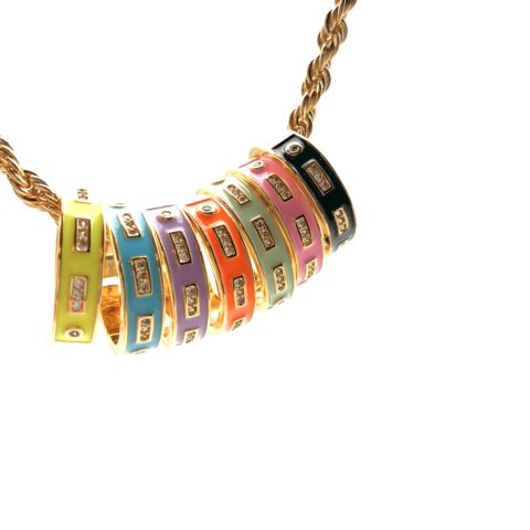 Pop Around Enamel Pavé Stackable Ring