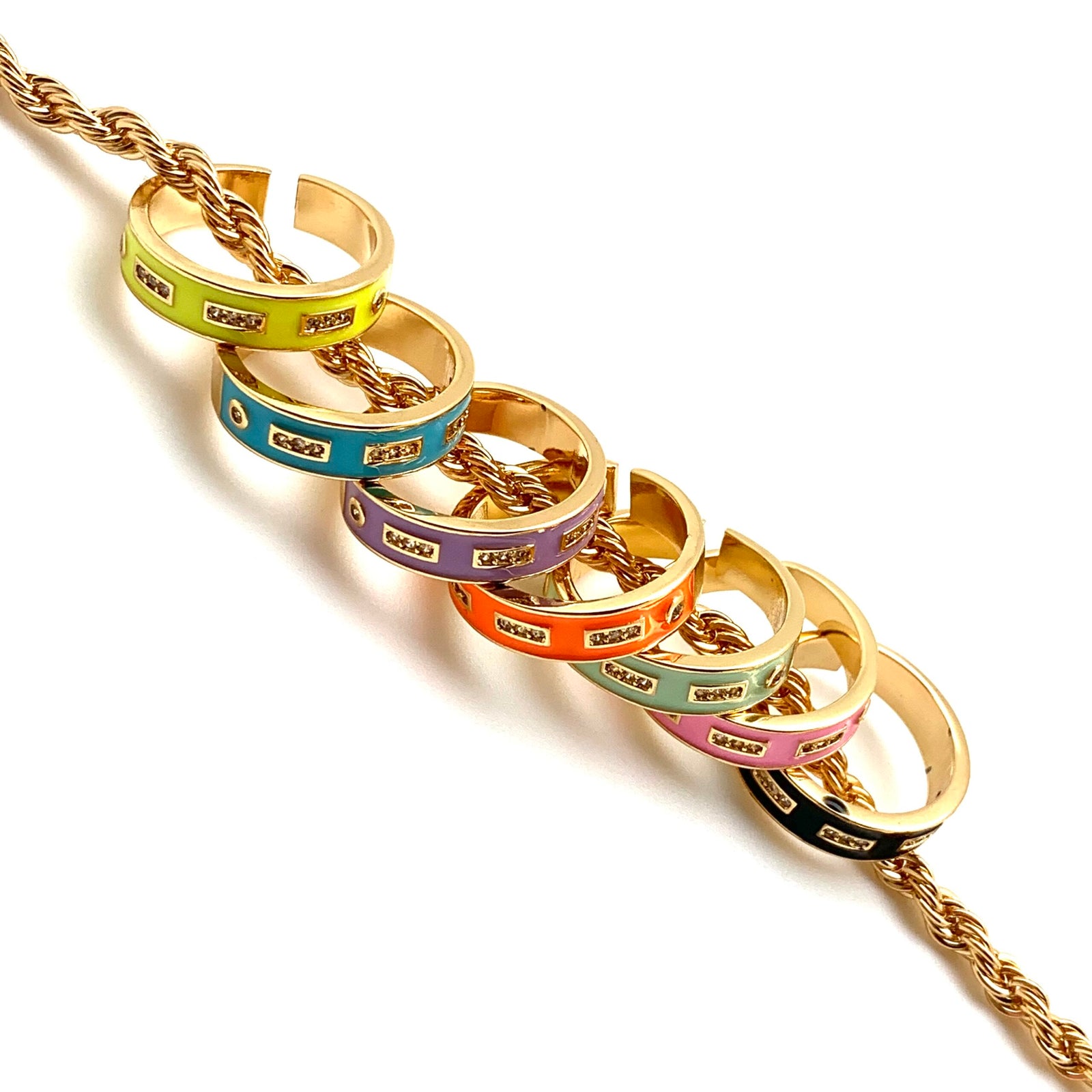 Pop Around Enamel Pavé Stackable Ring