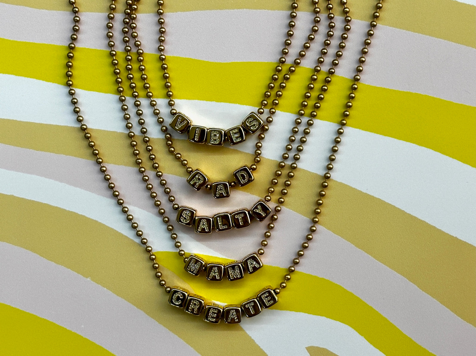 ABC-XYZ Pavé CZ Gold Custom Block Letter Necklace