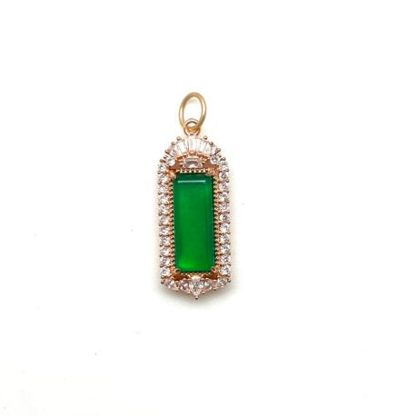 Lucky Gem Gold, Emerald Gem Stone & Pavé Crystal Pendant/Charm