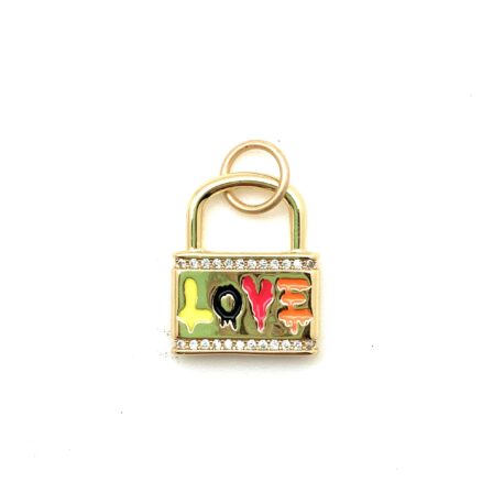 Love Locked Gold, Enamel & Pavé Pendant/Charm