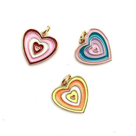 Beating Heart Gold & Enamel Heart Pendant/Charm