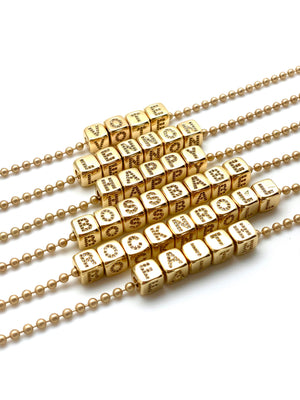 ABC-XYZ Pavé CZ Gold Custom Block Letter Necklace