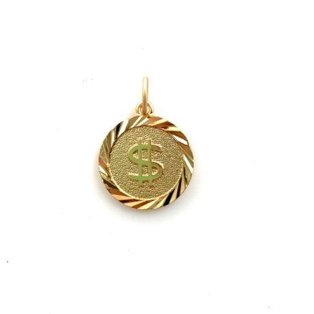 Bread Winner Gold Dollar Sign Coin Pendant/Charm
