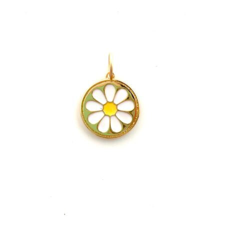 Flower Power Gold & Enamel Daisy Pendant/Charm