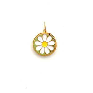 Flower Power Gold & Enamel Daisy Pendant/Charm