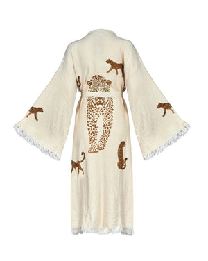 Can't Be Tamed One Of A Kind Hand Painted Leopard Kaftan Robe ~ MADE TO ORDER