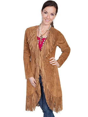 Cinnamon Boar Suede Fringe Maxi Coat by Scully (DS)