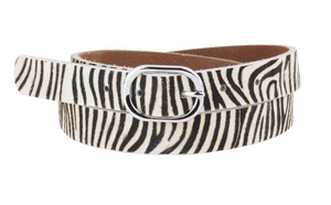 Wildin' Out Hair On Hide Leather Zebra Print Belt ~ 1 Inch Wide